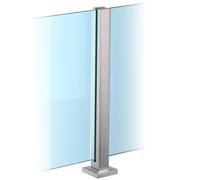 Poteau pour garde-corps en verre, Système robuste sans perçage avec fentes pour spigots et embase, Support de fixation en acier inoxydable 304 pour balustres de terrasse,Silver~mid post,95cm