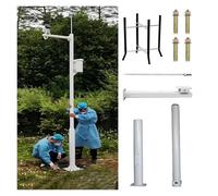 Poteau réglable blanc pour caméra de sécurité (78-237 pouces) - Support de vidéosurveillance robuste avec paratonnerre, 2 à 3 sections pour la surveillance extérieure, support de caméra poly