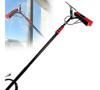 Poteau télescopique de Nettoyage de vitres alimenté en Eau,avec grattoir en Caoutchouc,kit de brosses adapté au Nettoyage des Panneaux solaires,des serres et des fenêtres en Hauteur(20FT)