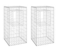 Poteaux à Panier de Gabion 2 Pcs 50x50x100 cm Fer | Grille soudée, fil 3,5 mm, couvercles supérieur et inférieur, remplissage pierres ou graviers, jardin et terrasse