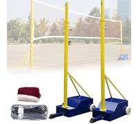 Poteaux de badminton pour filet de volleyball, support robuste et réglable en hauteur pour intérieur/extérieur, cour, école, jardin, 1,5 à 2,1 m avec filet