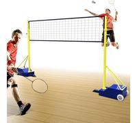 Poteaux De Badminton/Volley-Ball Pour Jardin, Support De Volley-Ball Robuste Avec Poteaux Métalliques Et Base Roulante, Hauteur Réglable 1,55 à 2,1 M, Kit D'entraînement De Volley-Ball Avec Roulettes