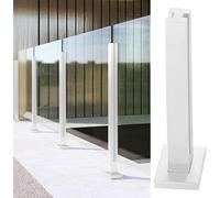 Poteaux de balustrade carrés en verre blanc de 80 cm, piliers de soutien de clôture intérieur/extérieur avec fentes pour robinet et base robuste pour une sécurité accrue et un style moderne