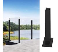 Poteaux de balustrade carrés noirs - Poteaux de clôture en acier inoxydable 304 pour système de connecteur de serrage en verre 60 cm de haut, idéal pour la sécurité du balcon et la décoration moderne