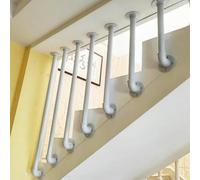 Poteaux de Balustrade en Fer forgé, Garde-Corps d'escalier de Grenier, marchepied en Forme de L, Porche, Garde-Corps antidérapants, Main Courante Ronde Blanche pour Balcon, Parapet et escaliers(60cm)
