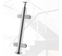 Poteaux de balustrade en verre Balustrade En Métal Argenté Et Noir, Poteau De Garde-corps Rond En Verre Avec Vis, Poteaux De Protection Pour Terrasses Et Piscines(B-EDGE,Height 85cm)