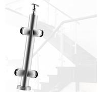 Poteaux de balustrade en verre Balustrade En Métal Argenté Et Noir, Poteau De Garde-corps Rond En Verre Avec Vis, Poteaux De Protection Pour Terrasses Et Piscines(B-CORNER,Height 70cm)