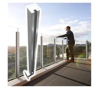 Poteaux de balustrade en verre et acier inoxydable de 130 cm de haut pour panneaux de 10 à 12 mm, clôture de sécurité extérieure/terrasse, support d'escalier intérieur, poteau d'extrémité gauche