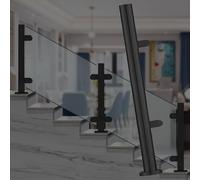 Poteaux de balustrade en verre Poteau De Garde-corps Rond En Verre Noir, Or Et Argent, Poteau De Fixation Pour Balustrade De Balcon/terrasse En Verre Pour Marches(C-EDGE,Height 90cm)