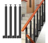 Poteaux de Balustre Carrés-Balustres de Garde-Corps Métalliques Réglables À 270° avec Kits de Vis de Fixation À Embase Plate,Poteaux de Rampe en Fer pour Terrasse (Size:A-100cm,Color:4PCS Side Mount)
