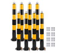 Poteaux de barrière pour allée, Borne de stationnement avec anneau suspension, boulons d'ancrage, bandes réfléchissantes amovibles, 1/2/4/6/8 pièces(8pcs)