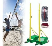 Poteaux de cadre de filet de badminton, poteaux de volley-ball/badminton pour jardin, support de volley-ball robuste avec 2 filets, hauteur réglable de 1,5 à 2.1 m, pour intérieur extérieur,Green