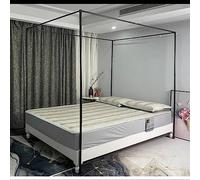 Poteaux de Cadre de lit à baldaquin, poteaux de Cadre de lit à baldaquin de Taille Double adaptés au Support de moustiquaire décoratif de Chambre à Coucher, Alliage d'aluminium, Grain de boi