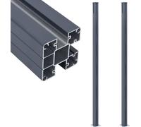 Poteaux de clôture 2 pcs. Gris foncé 185 cm Aluminium