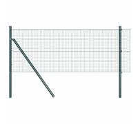 Poteaux de clôture en acier vert 50 x 0,5 m avec filet en PVC 19 x 19 mm, kit de poteaux de clôture d'extérieur pour jardin et terrasse, construction revêtue par pulvérisation, résistante aux