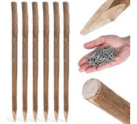 Poteaux de clôture en noisetier BOGATECO | poteaux de clôture | poteau en bois pointu | Clôture de jardin extérieure | diamètre 6-8cm (6x 180 CM HAUTEUR)