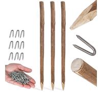 Poteaux de clôture en noisetier BOGATECO | poteaux de clôture | poteau en bois pointu | Clôture de jardin extérieure | diamètre 6-8cm (3x 180 CM HAUTEUR)