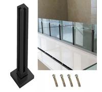 Poteaux de clôture en Verre, Balustrade en Verre, Plateforme intérieure, Poteau de Serrage for Balustrade en Verre, escalier de loft carré(Black Corner Post,H-85cm(35"))