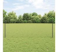 Poteaux De Clôture Vidaxl 11 Pcs U-Channel Gris 80 Cm En Acier, Clôture Hexagonale Gris 0.8x25 M En Acier