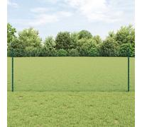 Poteaux De Clôture Vidaxl 11 Pcs U-Channel Vert 80 Cm Acier, Clôture Hexagonale Vidaxl Verte 0,8x25 M Acier