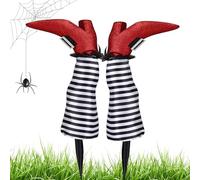Poteaux de jardin avec jambes de, décorations d'Halloween avec jambes de | 2 à l'envers d'Halloween - Ornements de poteaux de jardin avec des sorcières maléfiques fantomatiques pour les accessoires