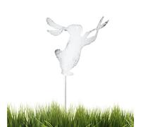 Poteaux de jardin décoratifs, Poteaux de jardin décoratifs | Poteaux en fer pour jardin - Décorations extérieures, panneaux avec lapin blanc pour jardin, patio, pelouse, cour avant, trottoir