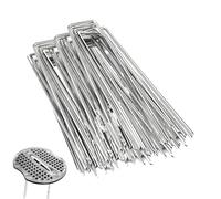 Poteaux de jardin - Piquet pour charges lourdes en forme de U de 50 pièces, poteaux pour rideaux galvanisés de 5,9 pouces | pour sol, cour, pelouse, paysage, tente, clôture, toile, toile, toile, toile