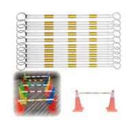 Poteaux de Sécurité Télescopiques x10, Blanc/Jaune, Bande Rétractable 1,2-2m