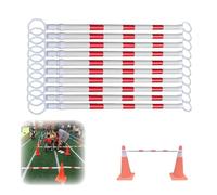Poteaux de Sécurité Télescopiques x10, Blanc/Jaune, Bande Rétractable 1,2-2m