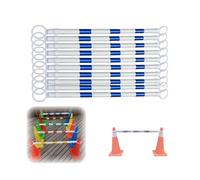 Poteaux de Sécurité Télescopiques x10, Blanc/Jaune, Bande Rétractable 1,2-2m