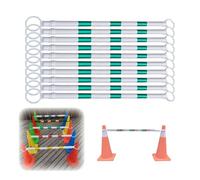 Poteaux de Sécurité Télescopiques x10, Blanc/Jaune, Bande Rétractable 1,2-2m