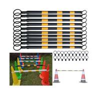 Poteaux de Sécurité Télescopiques x10, Jaune/Blanc, Bande Rétractable 2m