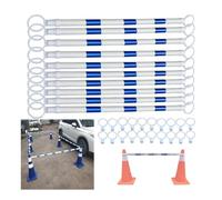 Poteaux de Sécurité Télescopiques x10, Jaune/Blanc, Bande Rétractable 2m