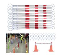 Poteaux de Sécurité Télescopiques x10, Jaune/Blanc, Bande Rétractable 2m