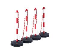 VEVOR Poteau de Signalisation 4PCs Poteau de Délimitation sur Socle Remplissable Hauteur Réglable Cône de Signalisation Longue Chaine 2,4 m pour Contrôle de Circulation Chantier Parking Rouge et Blanc