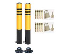 Poteaux de signalisation routière, Removable Parking Bollards, Barrier with Base,Bolts & Lock Included,Yellow & Black(2pcs,89 * 750MM/3.5 * 29.5IN)
