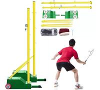 Poteaux de volley-ball, poteaux de cadre de filet de badminton, poteau de volley-ball d'intérieur portable et robuste avec roues et filets, hauteur réglable de 1,5 à 2m, pour enfants adultes,Green