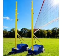 Poteaux de Volley-Ball pour Jardin, avec Filet de Volley-Ball/de Badminton, Robustes pour l'intérieur et l'extérieur, hauteurs réglables de 1,5 à 2 m, avec Roues et Filet