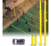 Poteaux De Volleyball De 2,4 M avec Filet, Filet De Volleyball Dintérieur Professionnel De 9,75 M avec Fourreaux De Sol, Poteaux De Volleyball Dextérieur Robustes, Réglables De 1,55 M À 2,44 M,