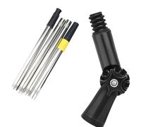 Poteaux d'extension réglables avec tête de nettoyage rotative résistante à la corrosion pour les tâches d'entretien des gouttières en plein air, tige d'extension en acier inoxydable robuste pour le