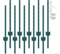 VEVOR Poteau de Clôture en Métal 91,44 cm, Lot de 10, Piquets de Clôture en Acier au Carbone Robuste, Poteaux Métalliques pour Jardin, Pelouse, Fermes, Clôtures Extérieures, Potagers, Routes, Vert