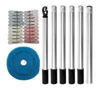 Poteaux pour corde à lessive | 2,2 m Total Bâton Amovible - Support pour corde à lessive avec 10 m et 20 ressorts, pour support cour jardin pelouse terrasse