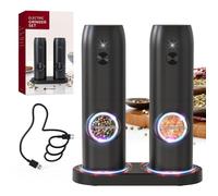 PotentForce USB Lot de 2 Moulin a poivre electrique avec socle.Ensemble salière et poivrière électrique avec grossièreté réglable