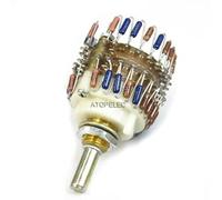 Potentiomètre de volume stéréo HiFi DIY à 23 positions (10 kΩ/50 kΩ/100 kΩ/250 kΩ/500 kΩ) avec atténuateur à 2 voies et rond (1 pièce).(10K Ohm)