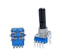 Potentiomètre mélangeur rotatif B103K B503 avec point milieu, longueur de demi-tige de 23 mm, 4 broches pour équipement audio DJ et réparation de circuit (bleu) (B10K = B103)
