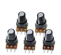 Potentiomètre rotatif linéaire à 3 broches WH148, 5 pièces, 1kΩ, 10kΩ, 20kΩ, 50kΩ, 100kΩ, 500kΩ, 15mm, avec capuchon blanc AG2(100K)