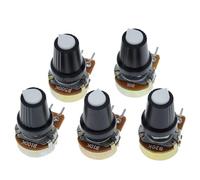 Potentiomètre rotatif linéaire conique à 3 broches WH148 1kΩ, 10kΩ, 20kΩ, 500kΩ, 15mm, avec capuchon blanc AG2, 2 pièces(5K Ohm)