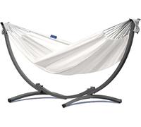 Potenza® Hamac avec Support en Acier pour 1 Personne Démontable - Charge Max 120 kg - Les Hamacs Coton 1 Place XL - Lit en métal Suspendu Portable - Idéal Jardin - Support Graphite Un Hamac crème
