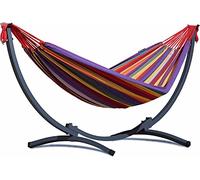 Potenza® Hamac avec Support en Acier pour 1 Personne Démontable - Charge Max 120 kg - Les Hamacs Coton 1 Place - Lit en métal Suspendu Portable - Idéal Jardin - Support Graphite Un Hamac Rouge
