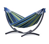 Potenza® Hamac avec Support en Acier pour 1 Personne Démontable - Charge Max 120 kg - Les Hamacs Coton 1 Place - Lit en métal Suspendu Portable - Idéal Jardin - Support Graphite Un Hamac Vert - Bleu